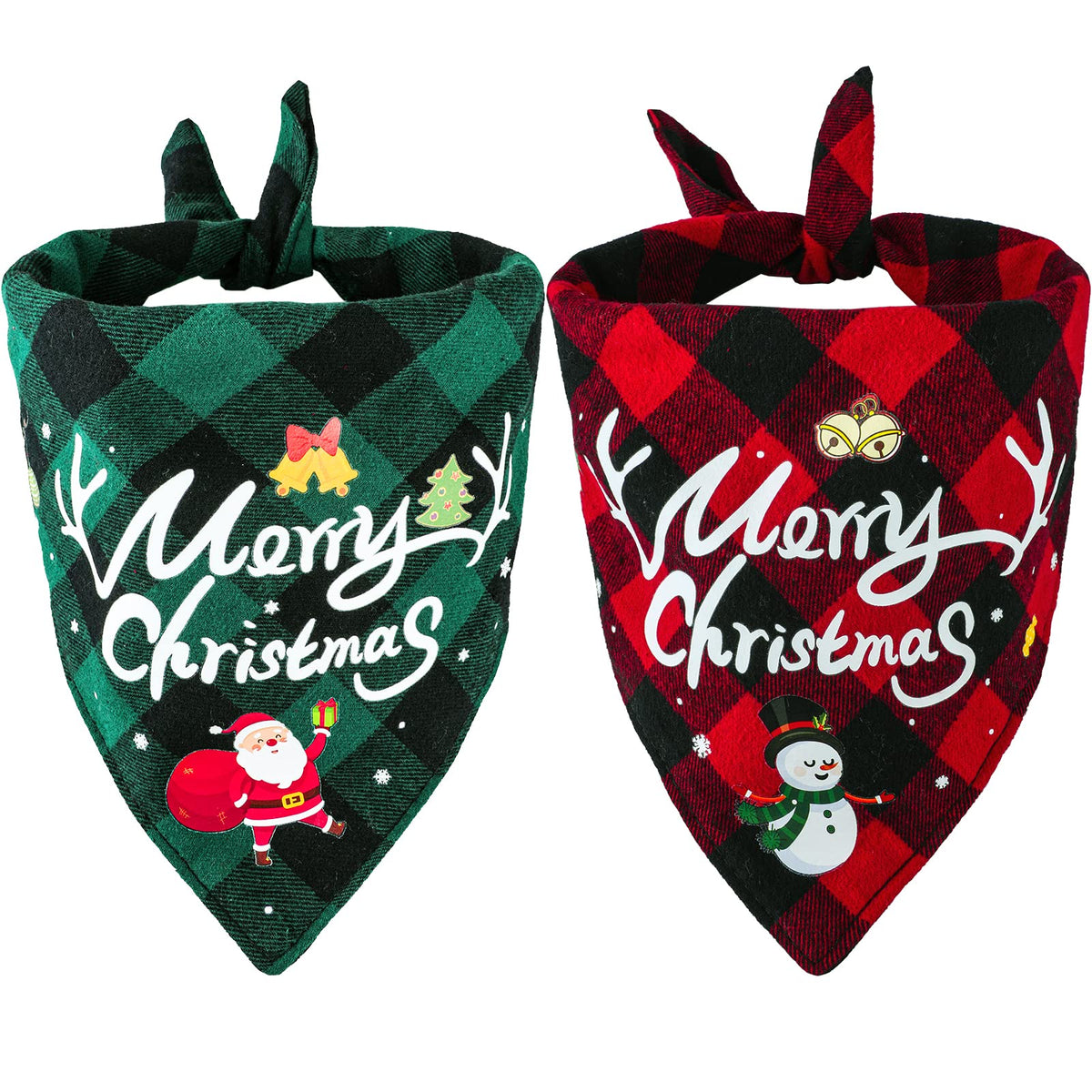Viretec Christmas dog bandana close-up plaid for festive pets.