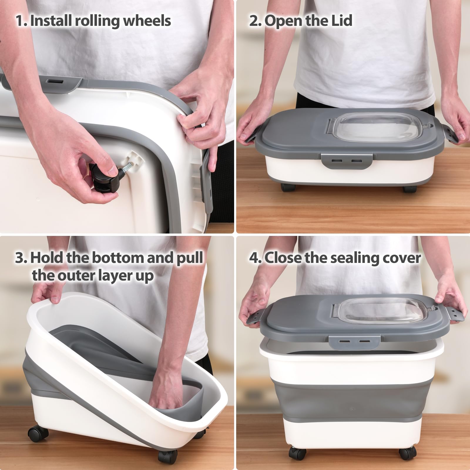 Viretec dog food container multipurpose storage works for kibble, rice, and more.