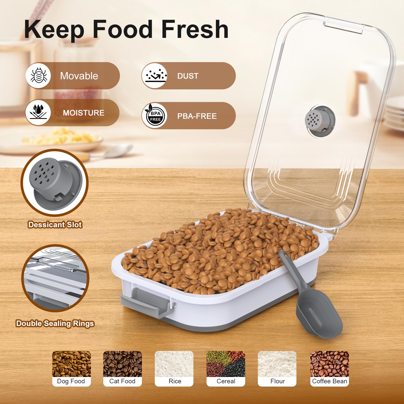 Viretec portable storage for travel keeps pet food organized.
