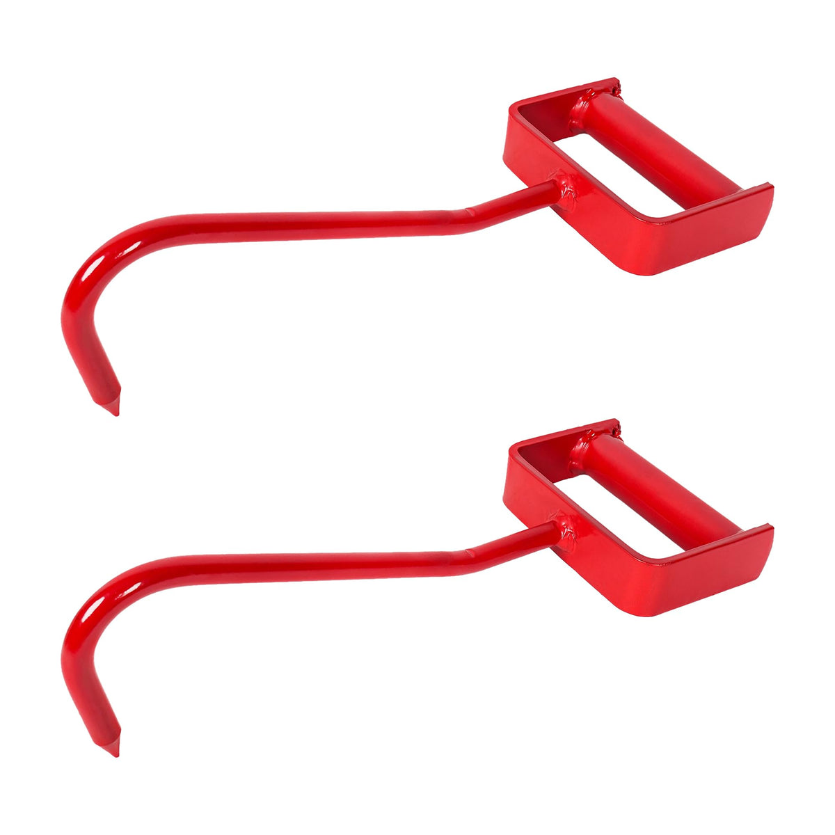 VIRTIONZ 11-inch red hay hook front view showing forged steel strength for heavy bale handling
