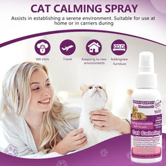 Virtual Crash Cat Calming Spray demonstrates travel-use to ease pet stress