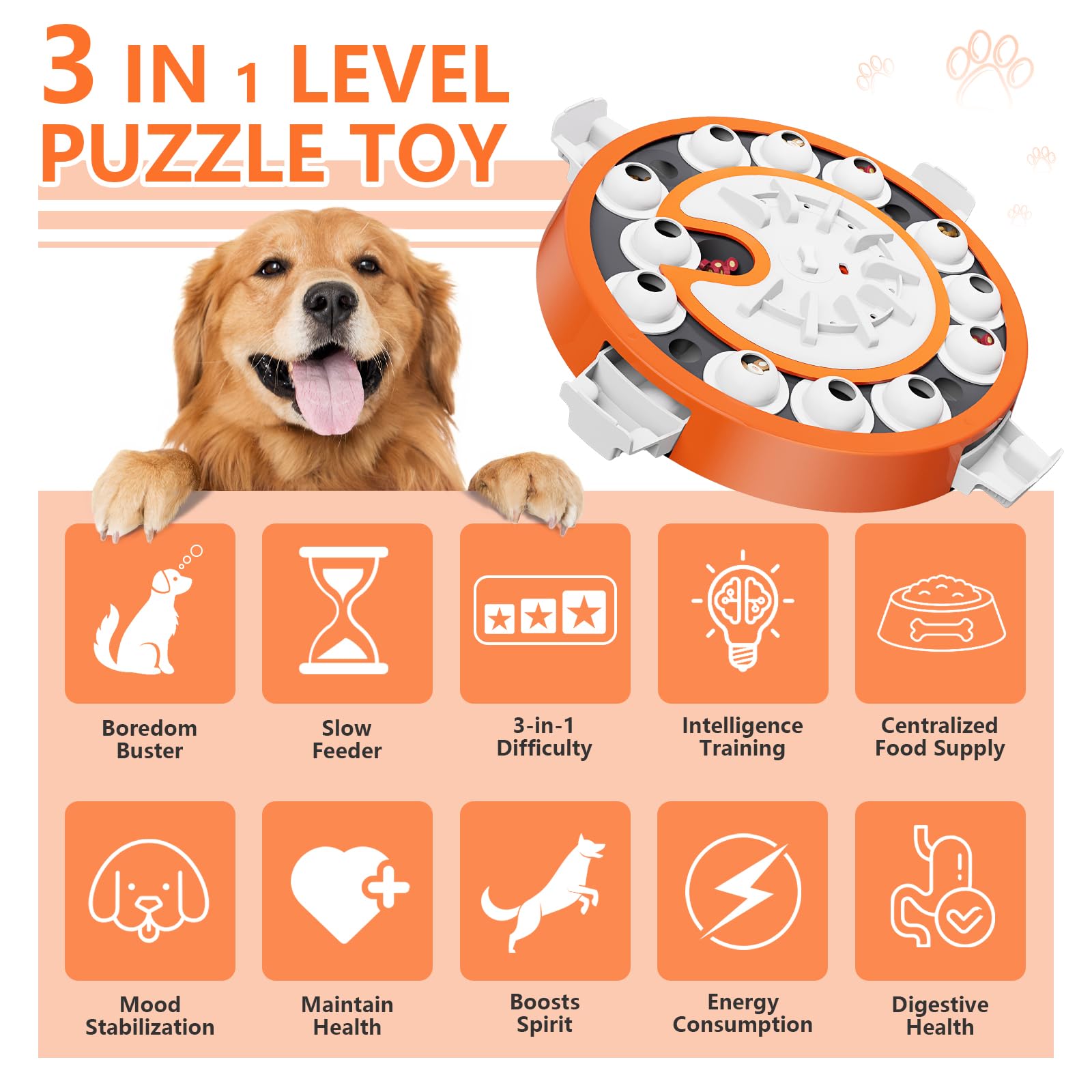 Virtulance dog puzzle toy modular design highlight for safe, adjustable play.