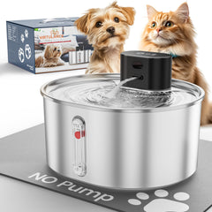 Virtulance no-pump cat fountain compact design delivers whisper-quiet hydration.