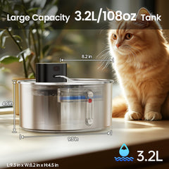 Virtulance stainless-steel cat fountain 304 construction resists rust and cleans easily.