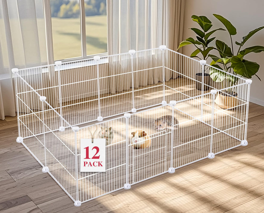 VISCOO 12-panel playpen assembled creates a roomy safe space for small pets.