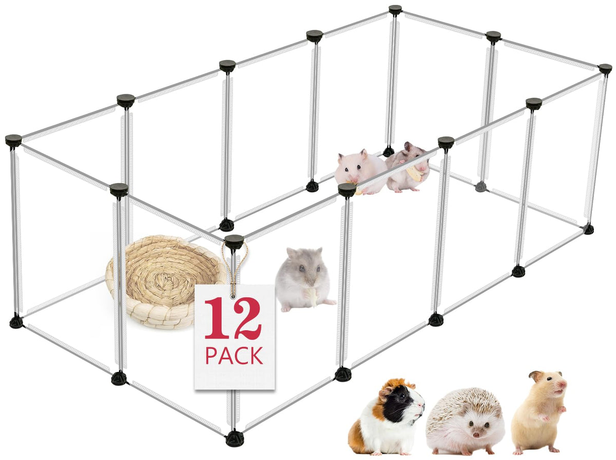 VISCOO 12-panels transparent playpen assembled provides a roomy pet space