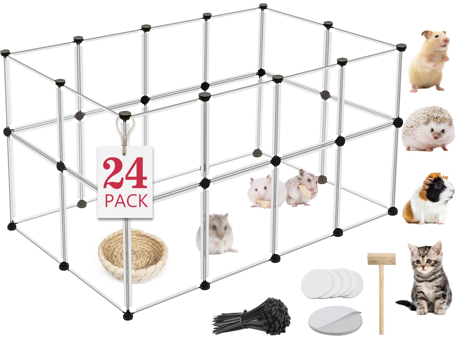 VISCOO 24-panel playpen assembled shows a spacious indoor pet enclosure