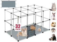 Viscoo 32-panel playpen assembled, shows a spacious, customizable pet area.