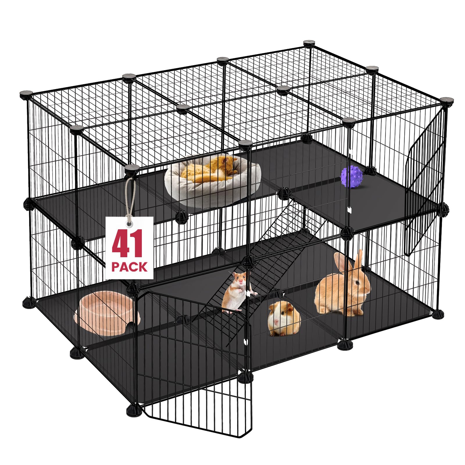 Viscoo 41-panels playpen front view with two doors for easy access