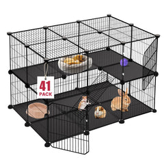 Viscoo 41-panels playpen front view with two doors for easy access