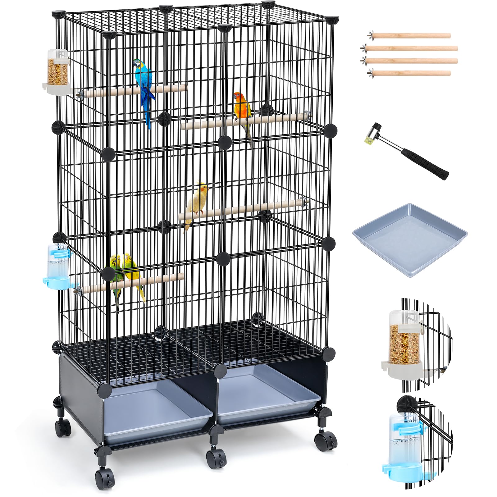 VISCOO 46-inch bird cage front view showing spacious interior for social birds.
