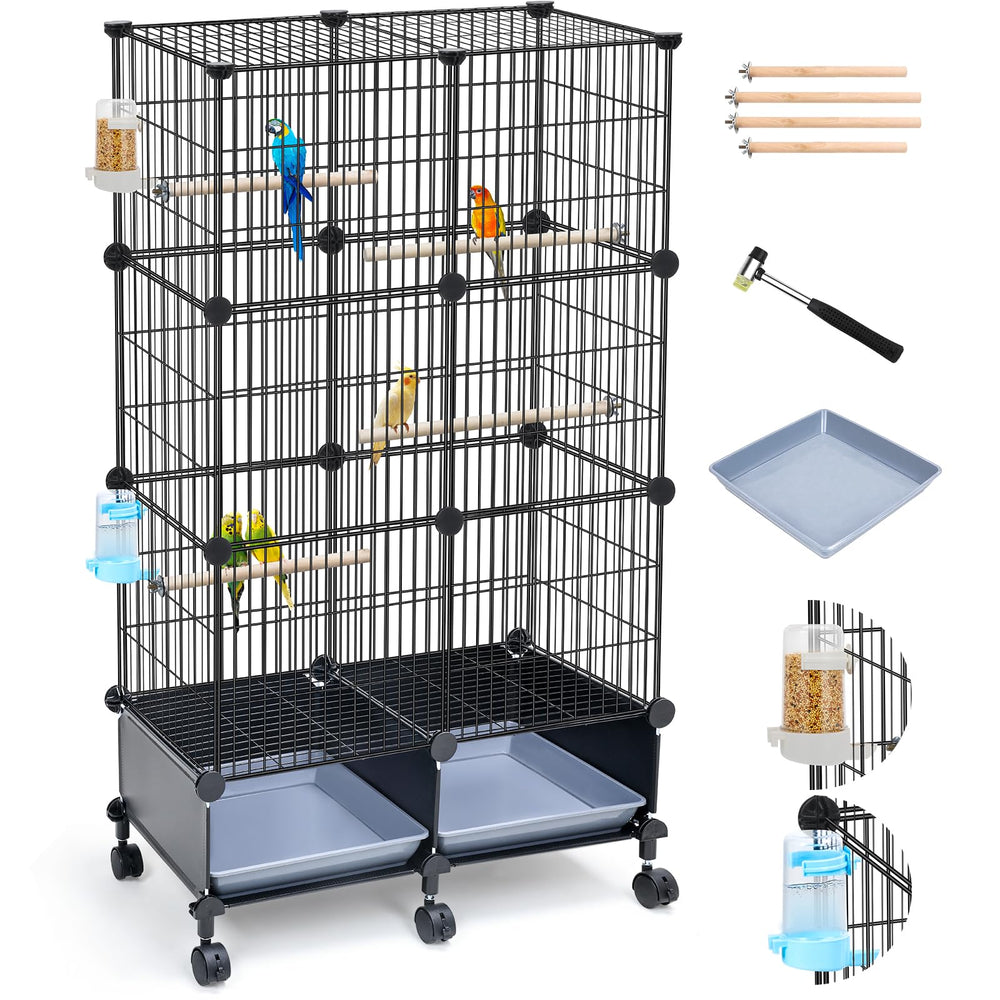VISCOO 46-inch bird cage front view showing spacious interior for social birds.