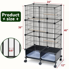 VISCOO bird cage side view with wooden perches for resting inside.