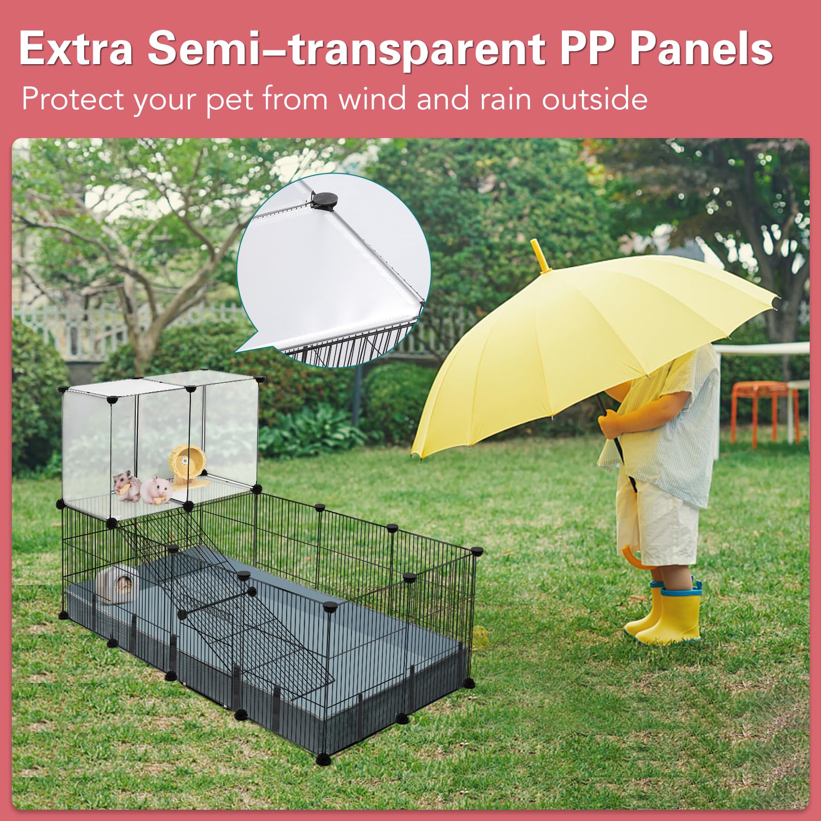 Viscoo assembled-puppy-guinea-pig-playpen set up for indoor or outdoor supervision.