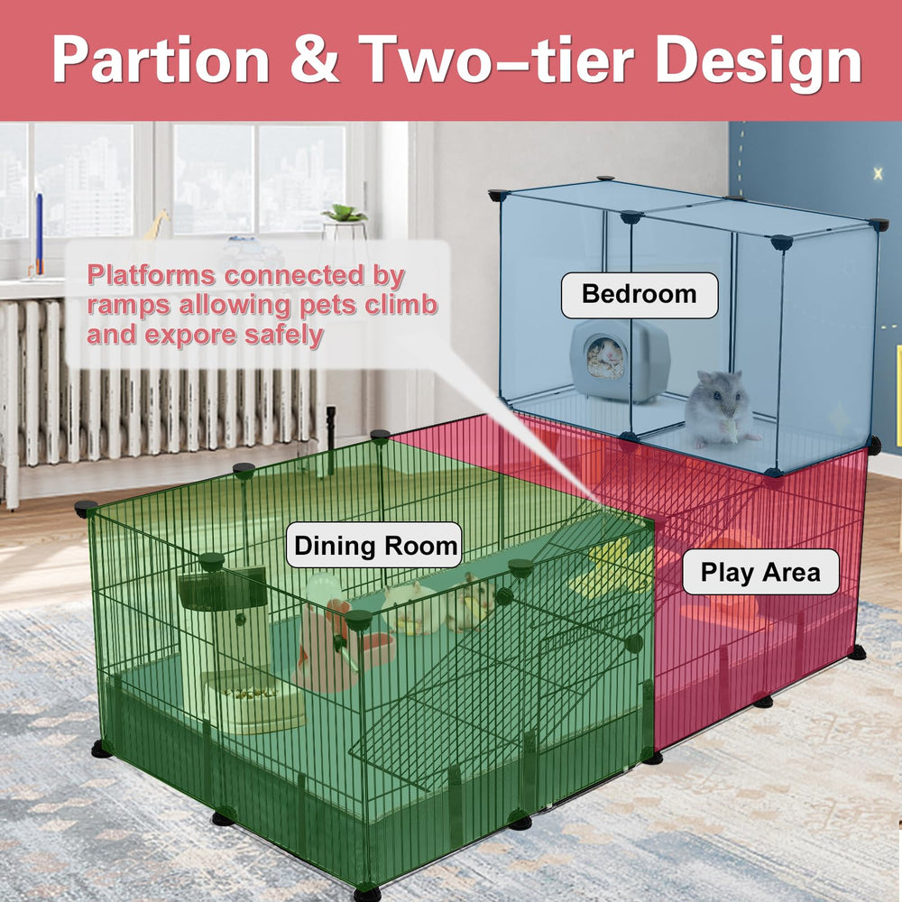 Viscoo partition-design playpen shows separate play and rest zones for small pets.