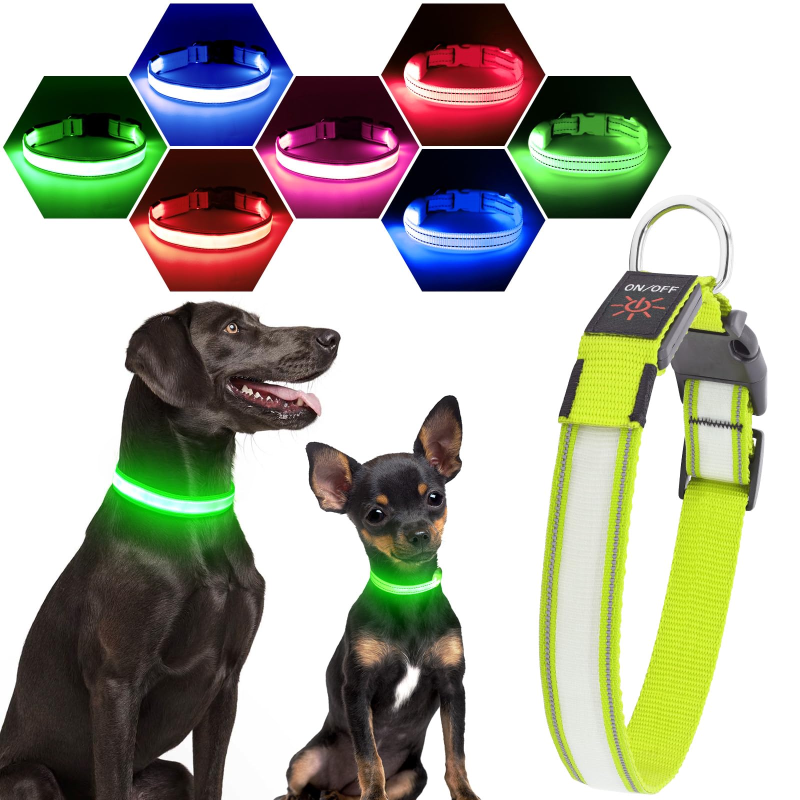Visinite light up dog collar offers 360° visibility for safer night walks