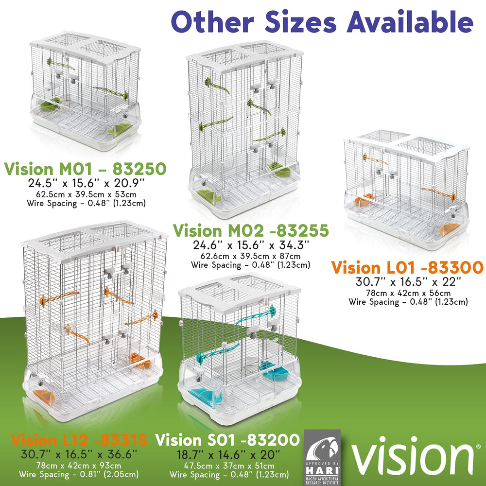 Vision M02 accessories include perches, toys and baths for enrichment.