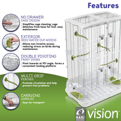 Vision M02 debris-guard-base detaches for fast cleaning and reduced mess.