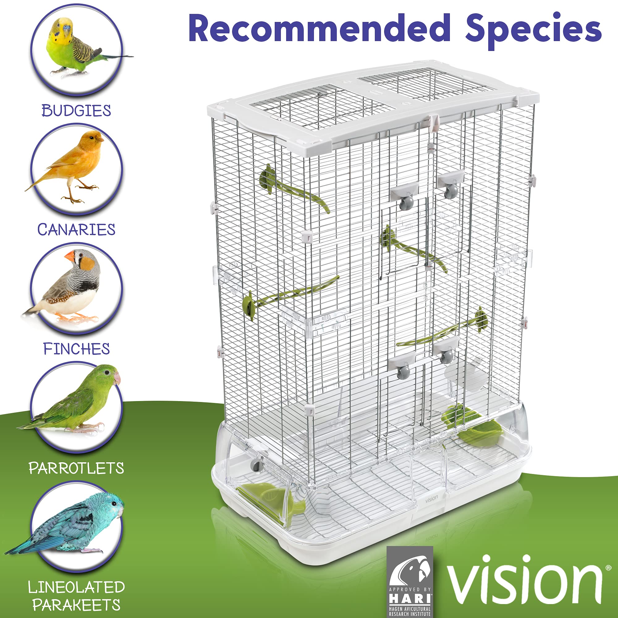 Vision M02 deep-base with raised ridges promotes improved airflow inside the cage.