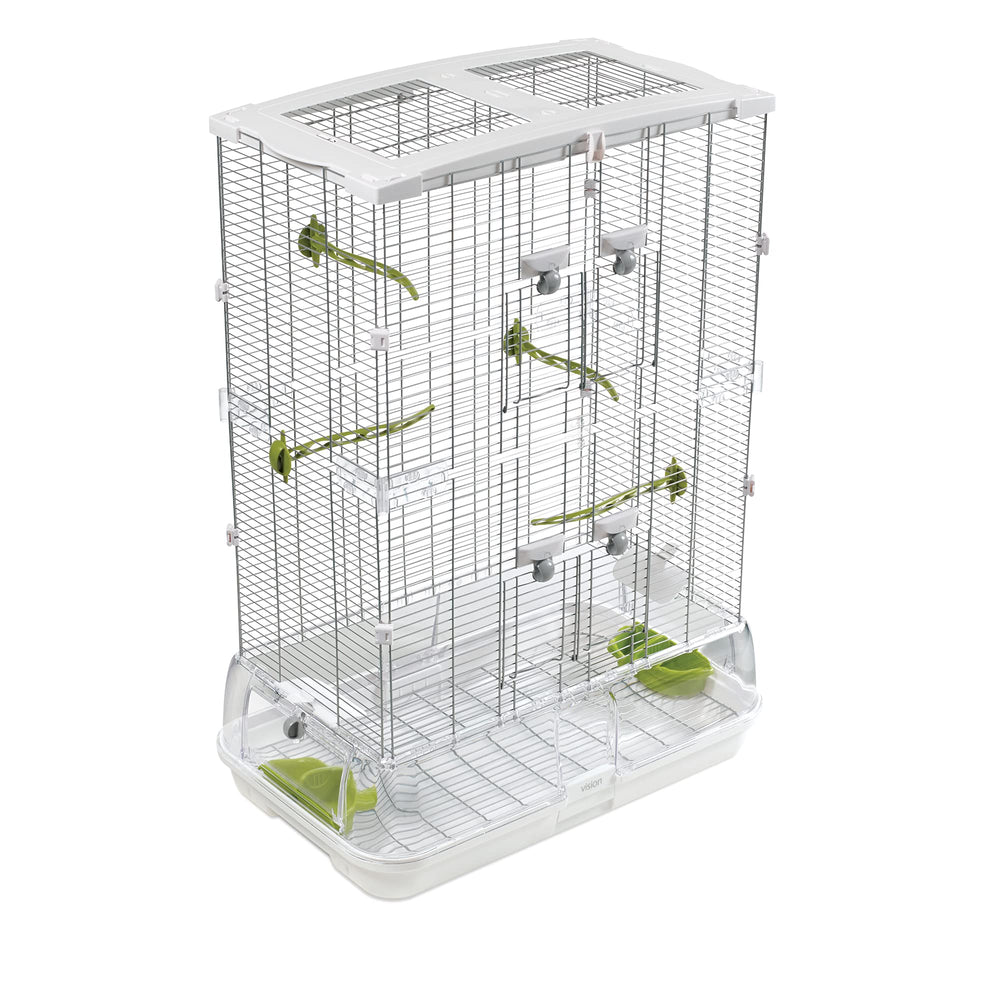 Vision M02 wire bird cage provides a spacious interior for budgies, finches and canaries.