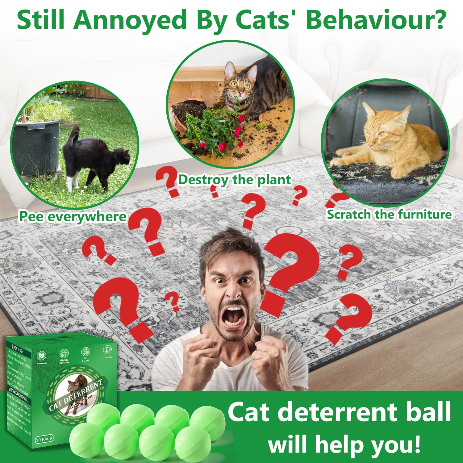 VITAFOR cat deterrent ball closeup texture highlights peppermint aroma