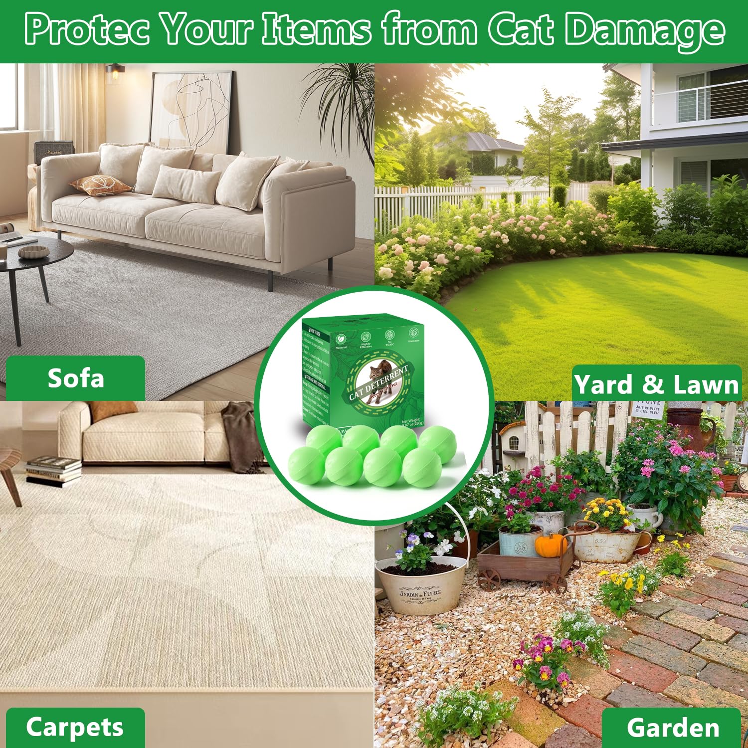 VITAFOR cat deterrent packaging 10 balls communicates value and storage