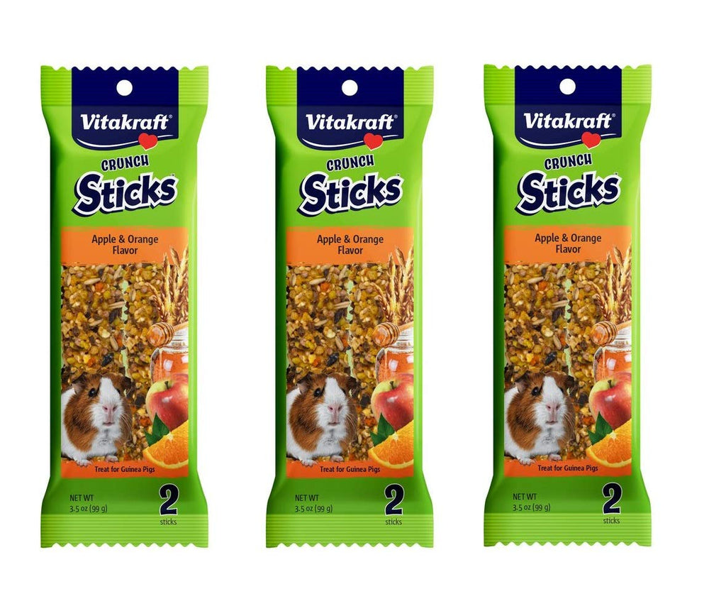 Vitakraft Crunch Sticks Apple flavor for guinea pigs aiding natural chewing.