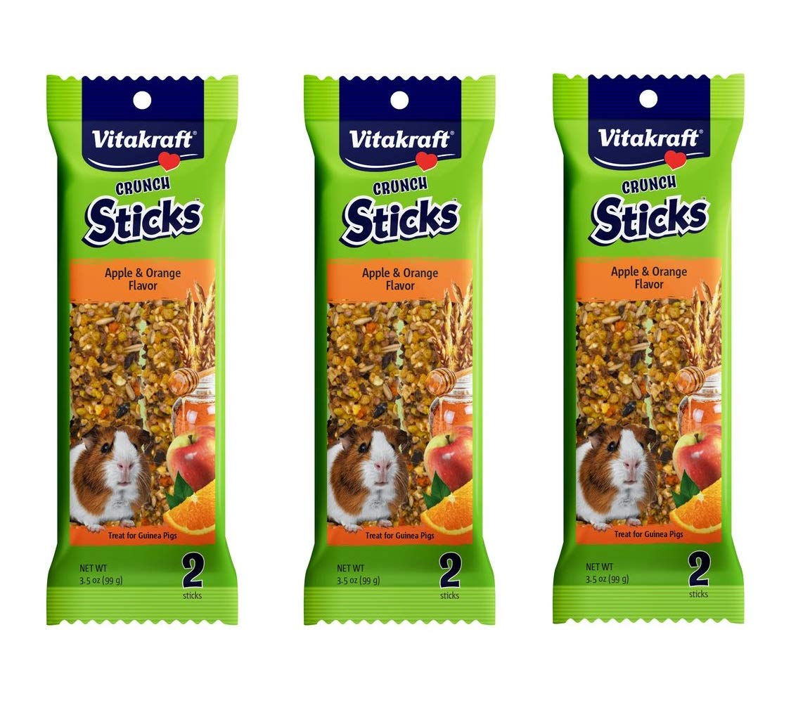 Vitakraft Crunch Sticks Apple flavor for guinea pigs aiding natural chewing.