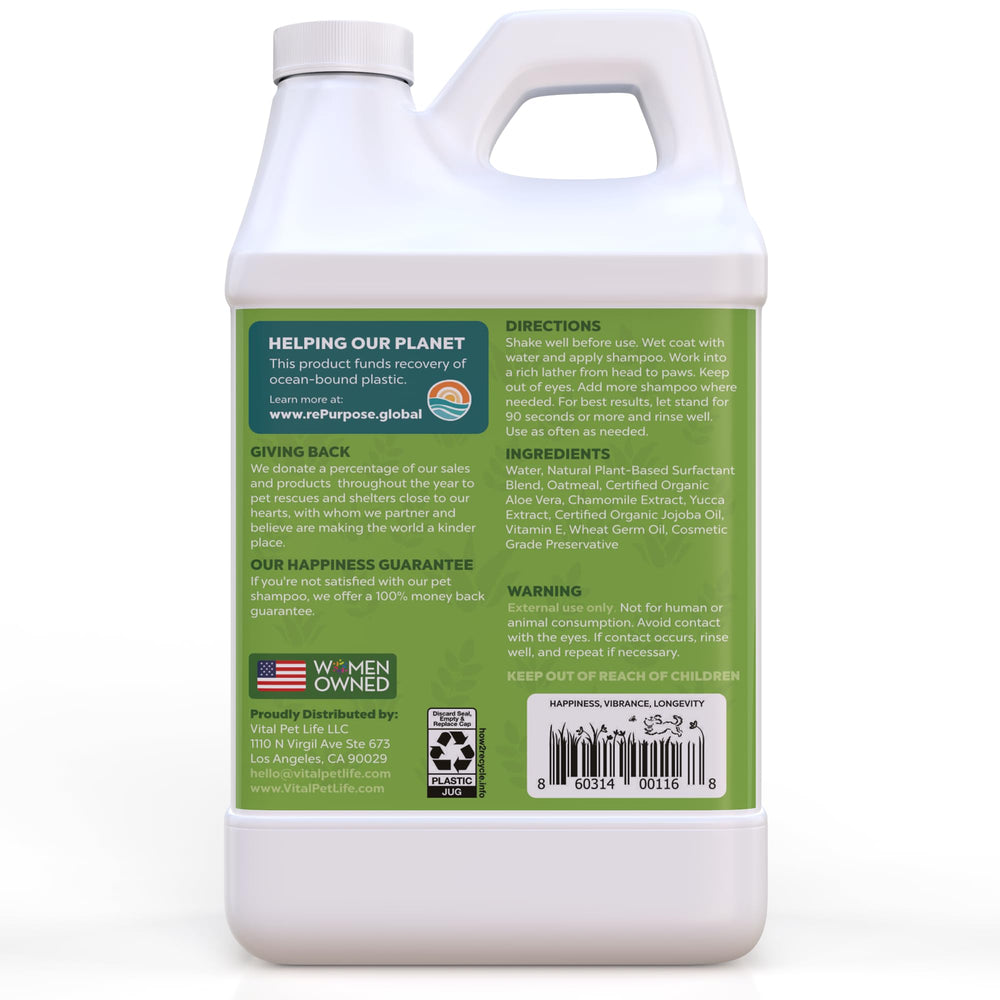 Vital Pet Life dog shampoo 64oz hero bottle emphasizes value