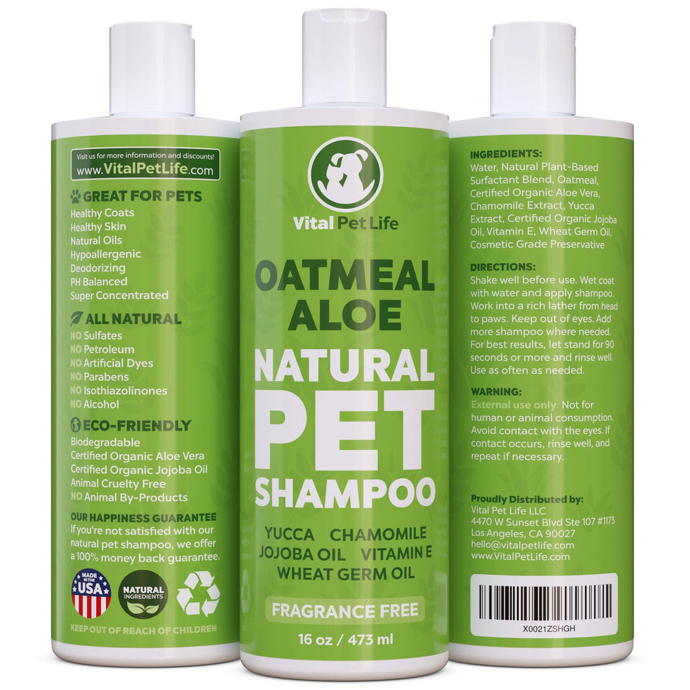 Vital Pet Life dog shampoo close-up bottle for convenient daily bathing