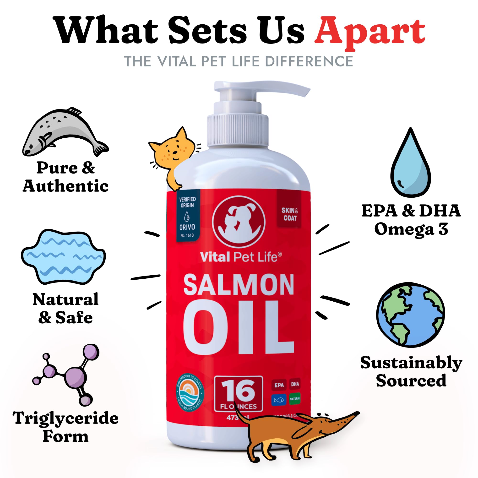 Vital Pet Life salmon oil for skin support moisturized pets
