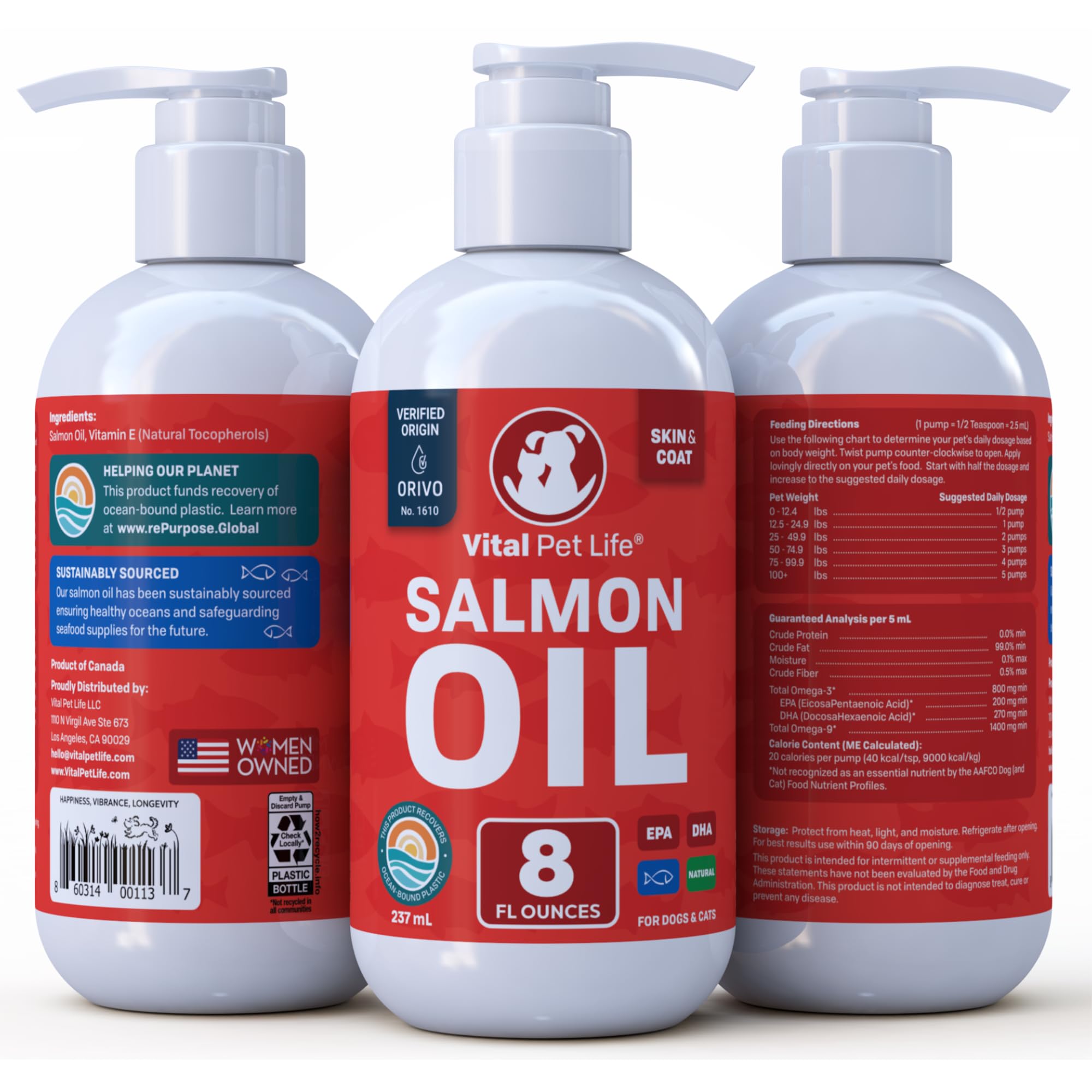 Vital Pet Life Salmon Oil sustainably sourced for responsible pet care