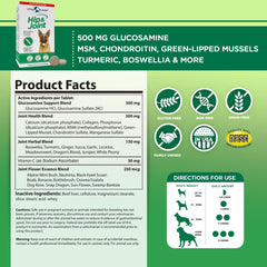 Vital Planet hip and joint ingredients scene highlights green-lipped mussel and glucosamine for joint care.
