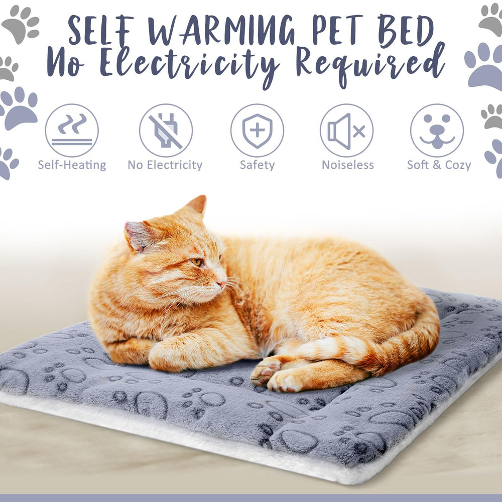 VitalCozy cat mat on sofa in grey demonstrates indoor comfort and warmth