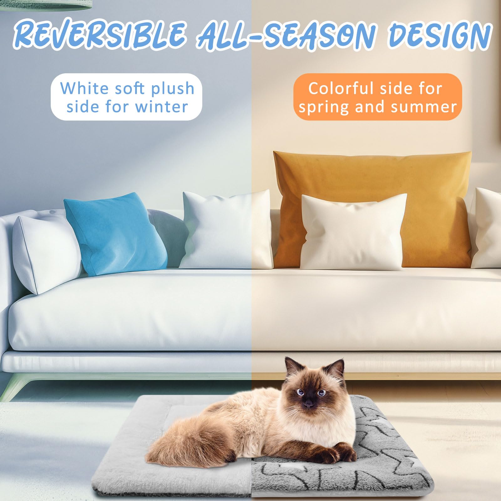 VitalCozy cat mat on sofa delivers snug warmth to ease feline rest.