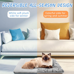 VitalCozy cat mat on sofa delivers snug warmth to ease feline rest.
