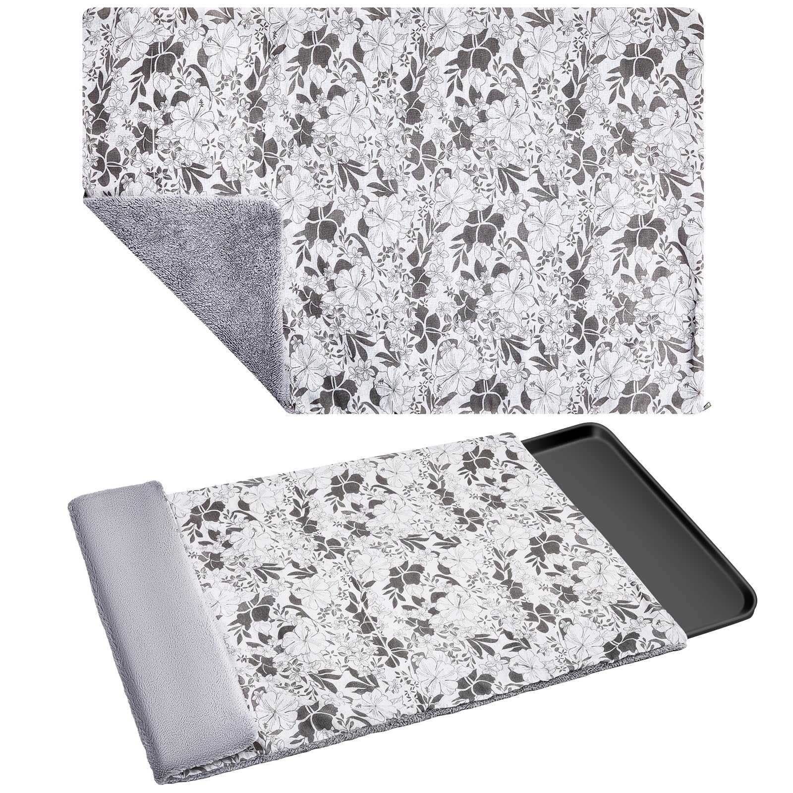 VitalCozy dog crate pan cover with hemp flower double-sided design for cozy warmth and comfort.