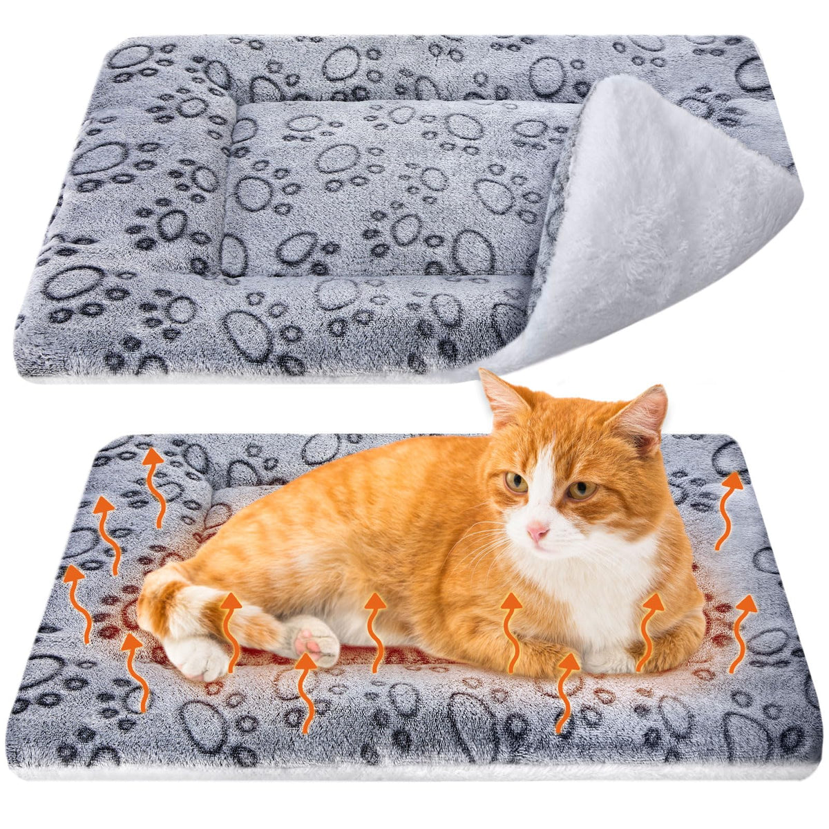 VitalCozy self-warming cat mat closeup in grey shows plush warmth for cozy naps
