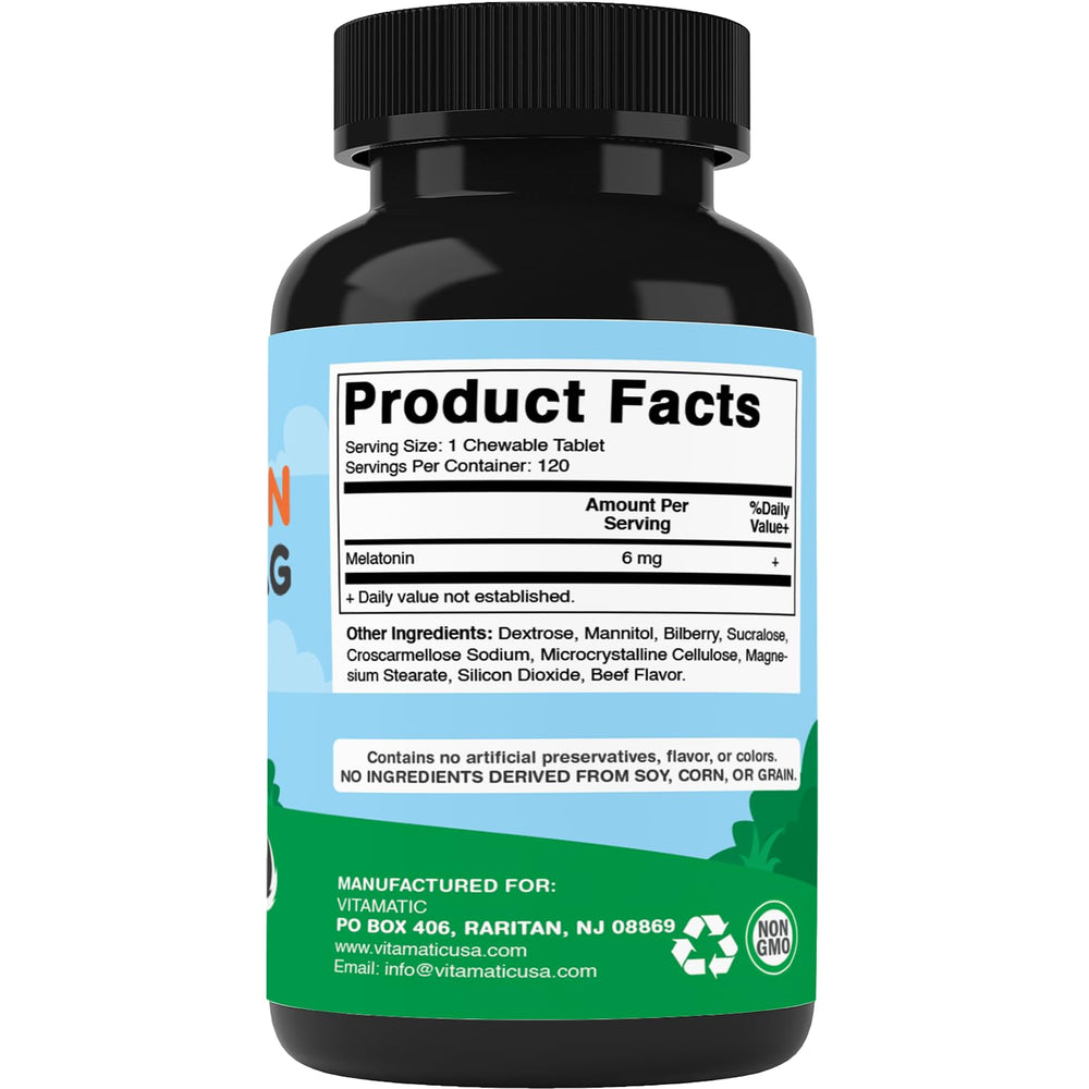 USA facility label on Vitamatic Melatonin packaging to denote quality.