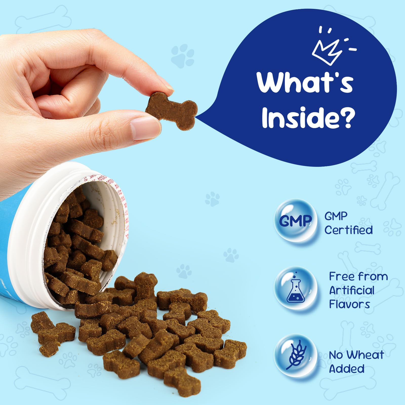 VITATICA Premium Probiotics for Dogs pumpkin-flavored chews in bowl support digestion