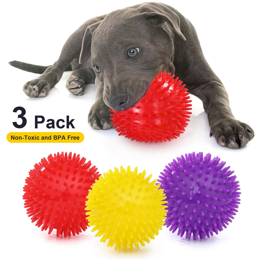 VITEVER 3-color 4.5-inch dog ball purple supports teething and indoor fetch.
