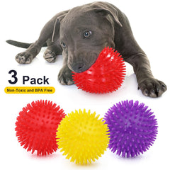 VITEVER 3-color 4.5-inch dog ball purple supports teething and indoor fetch.
