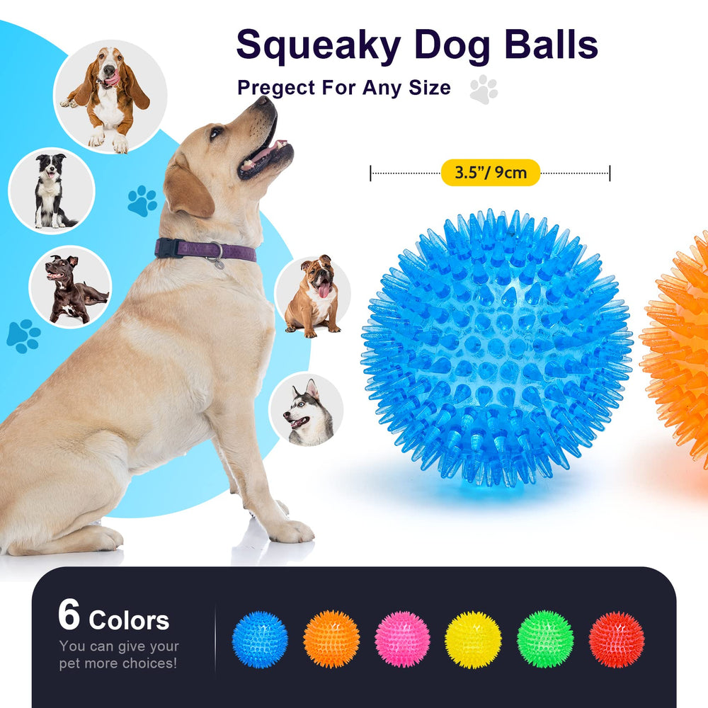 Bola VITEVER azul con espigas para perro, perfecta para juego al aire libre