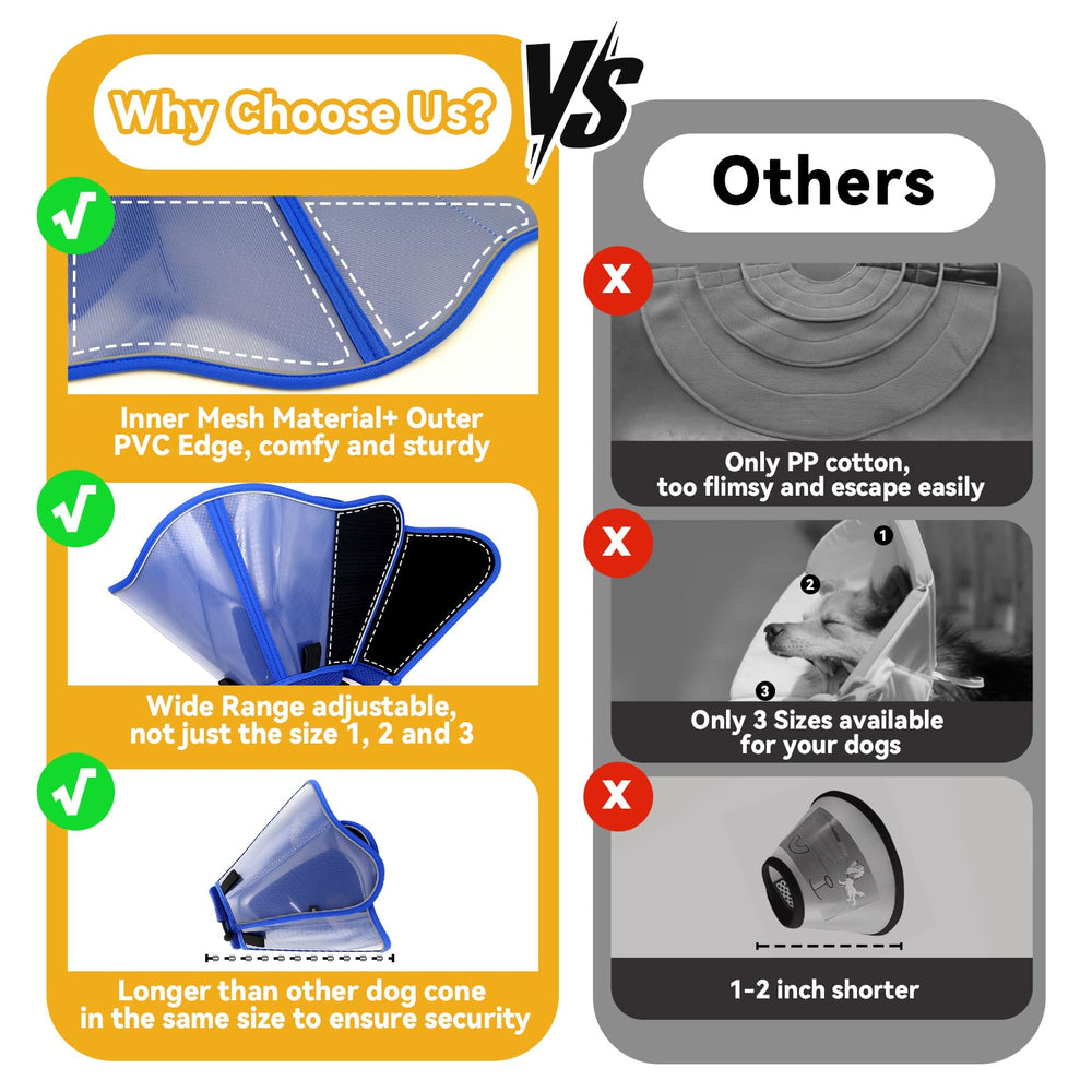 Vithael dog cone collar with an easy-clean surface for quick home care.