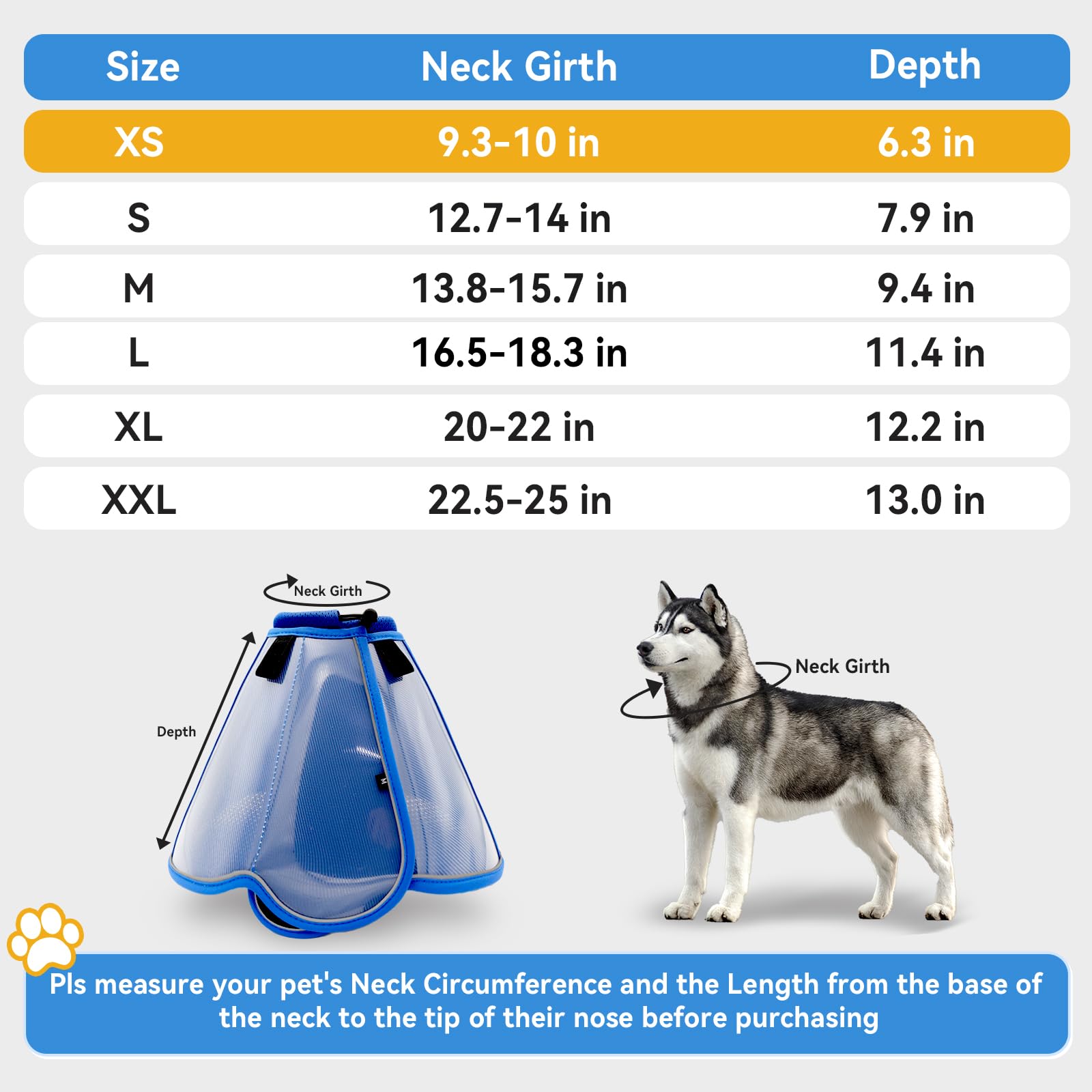 Vithael dog cone adjustable-fit demonstrates versatile hook-and-loop and drawstring security.
