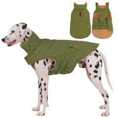 Vitiswap Dog Winter Coat back view in green XXXL showing warm waterproof outerwear