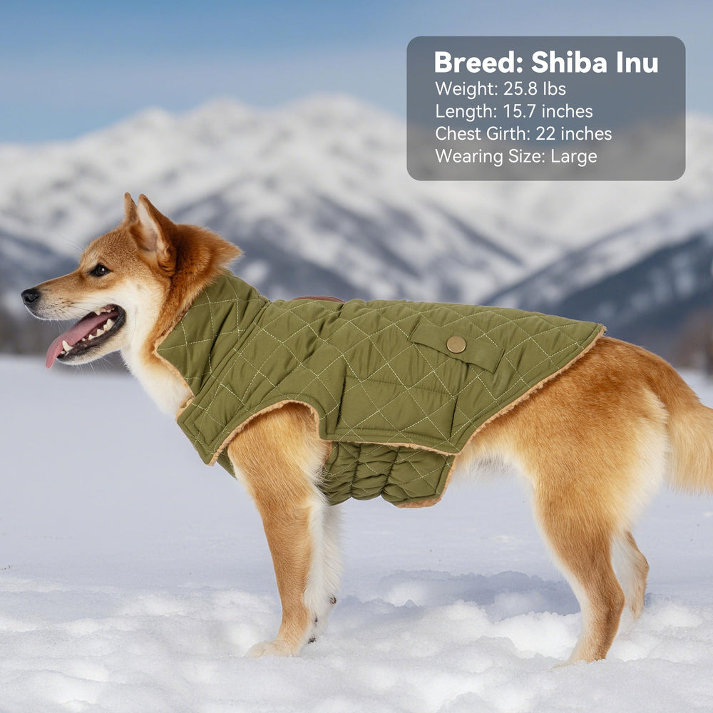 Vitiswap dog winter coat machine washable for easy cleaning after adventures.