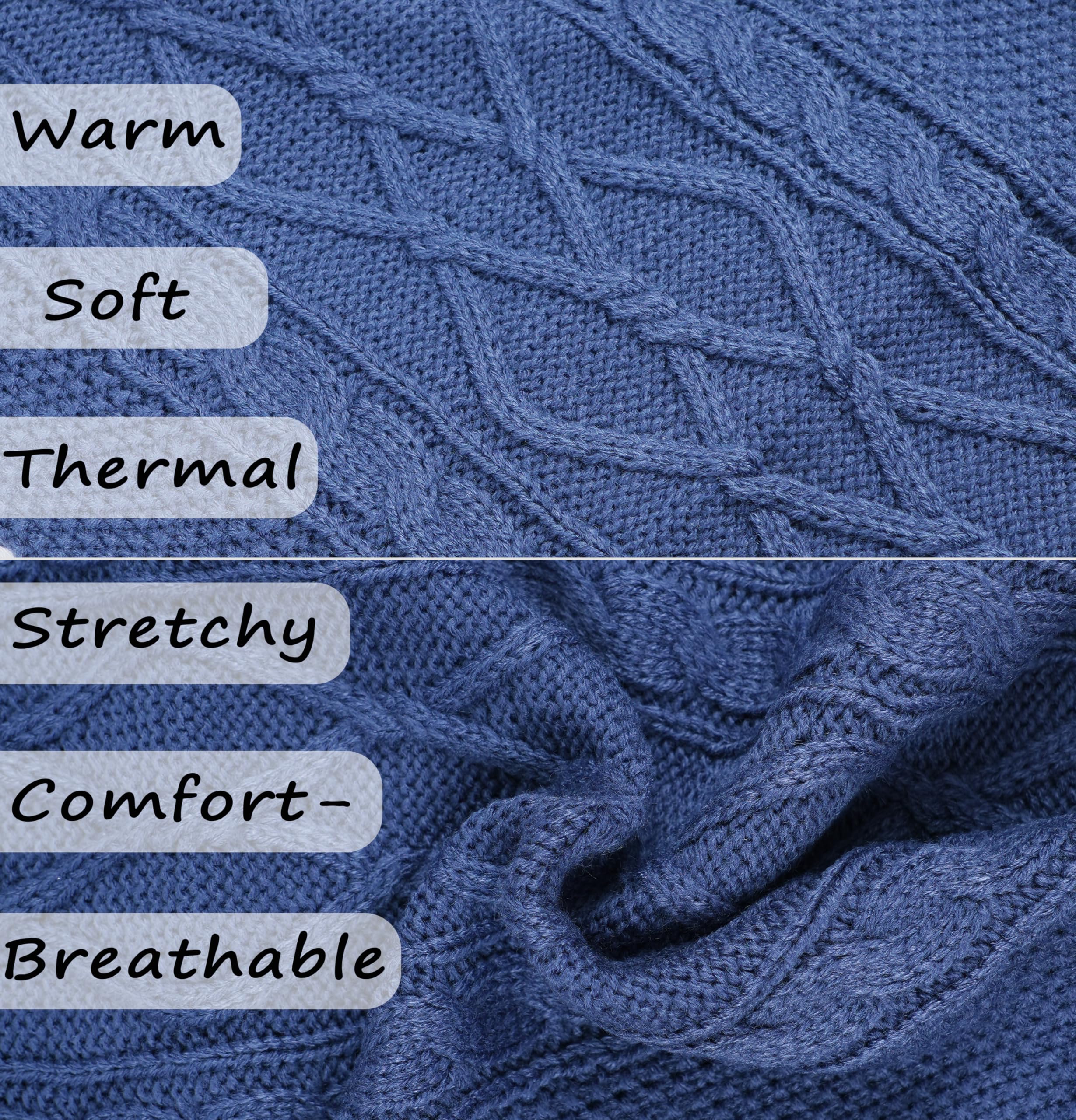 Viunimo blue turtleneck sweater neck-detail with extra warmth