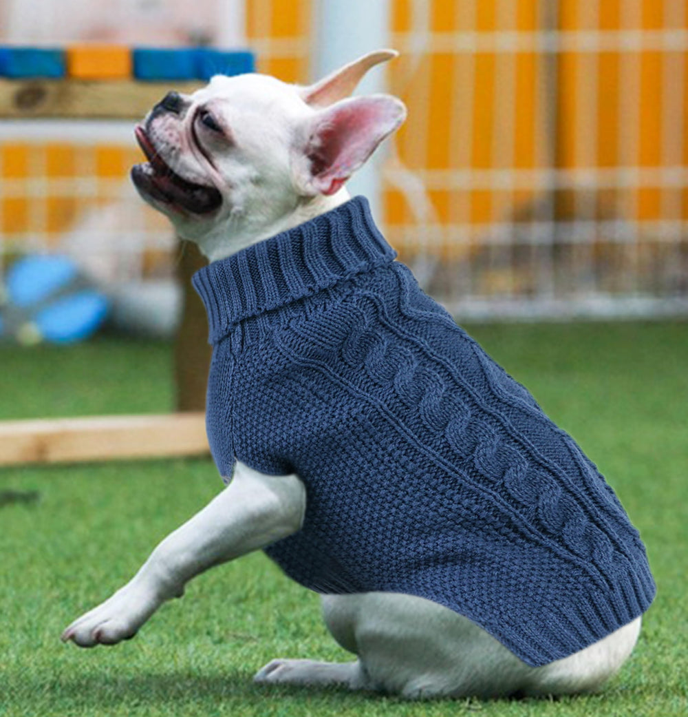 Viunimo small-dog sweater blue knit closeup of soft fabric