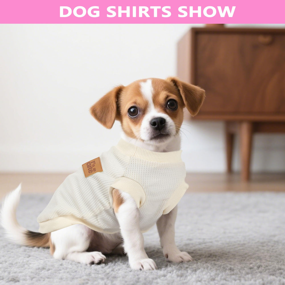 Viunimo two-pack dog shirt pink-beige side view on a small dog with easy on/off design.